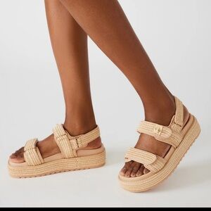 Steve Madden Bigmona Natural Raffia Sandals